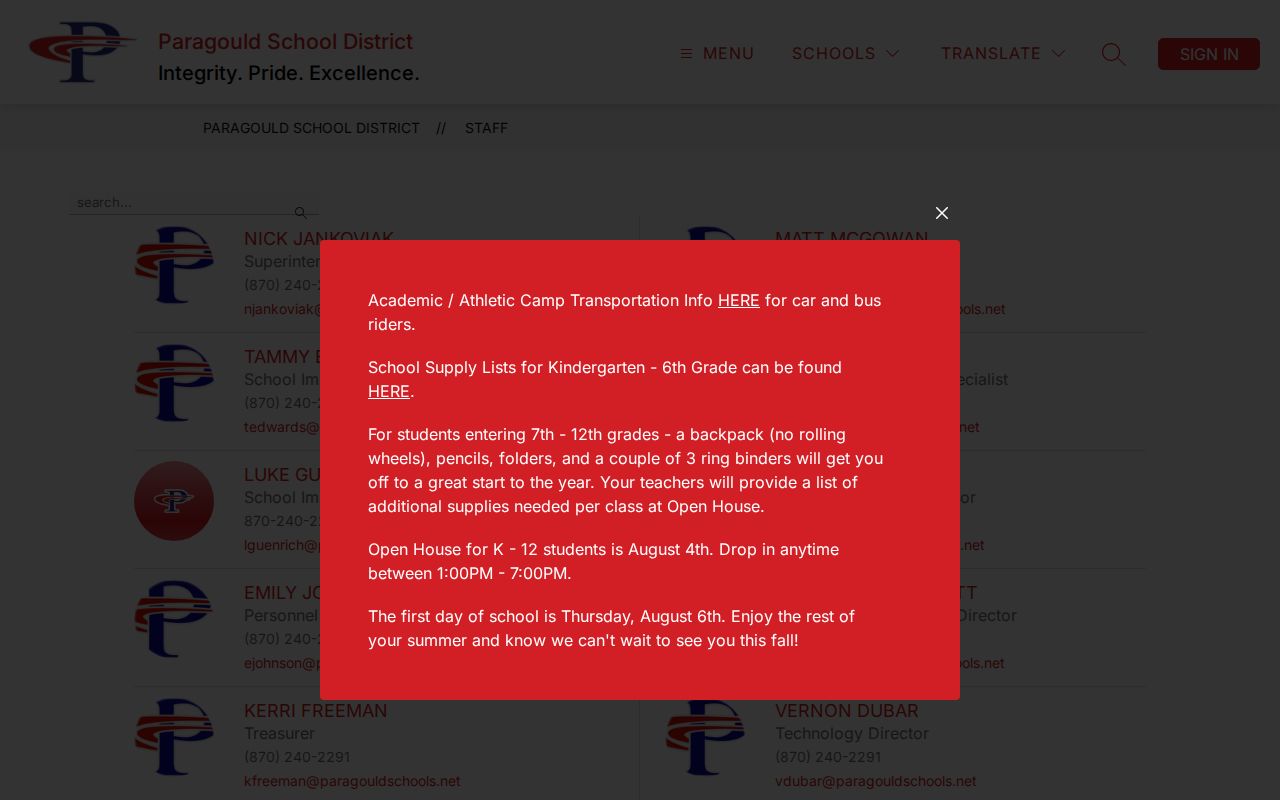 Paragould people search school staff directory field