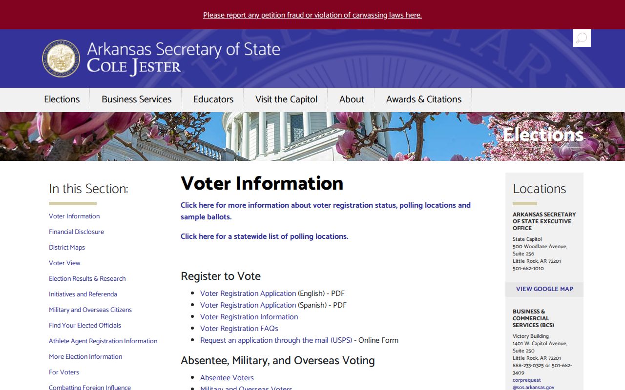 Paragould voter registration records at the Arkansas Secretary of State voter information hub